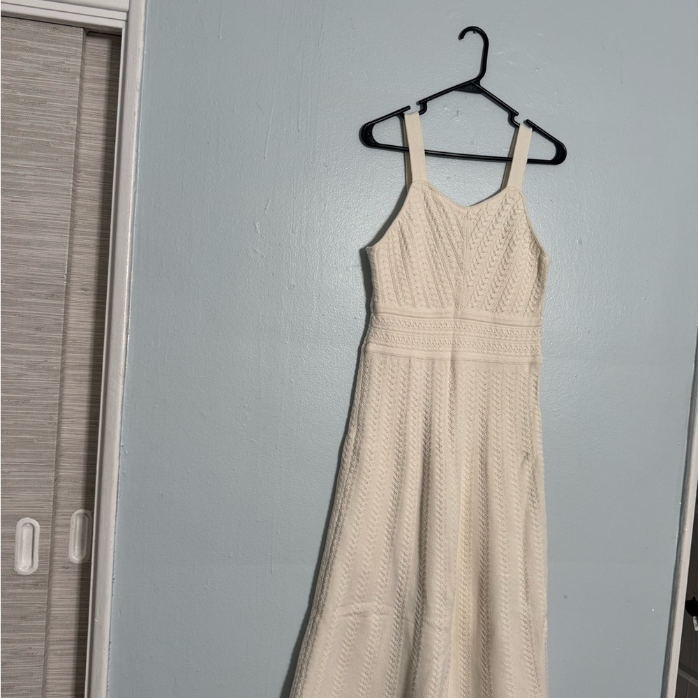 Haute Hippie NWT Women’s knitted Embroidered Ivory Sleeveless Dress Lined Size S